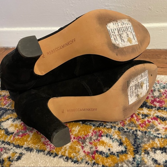 Rebecca Minkoff Black Suede Heeled Boots 7M - Picture 12 of 12